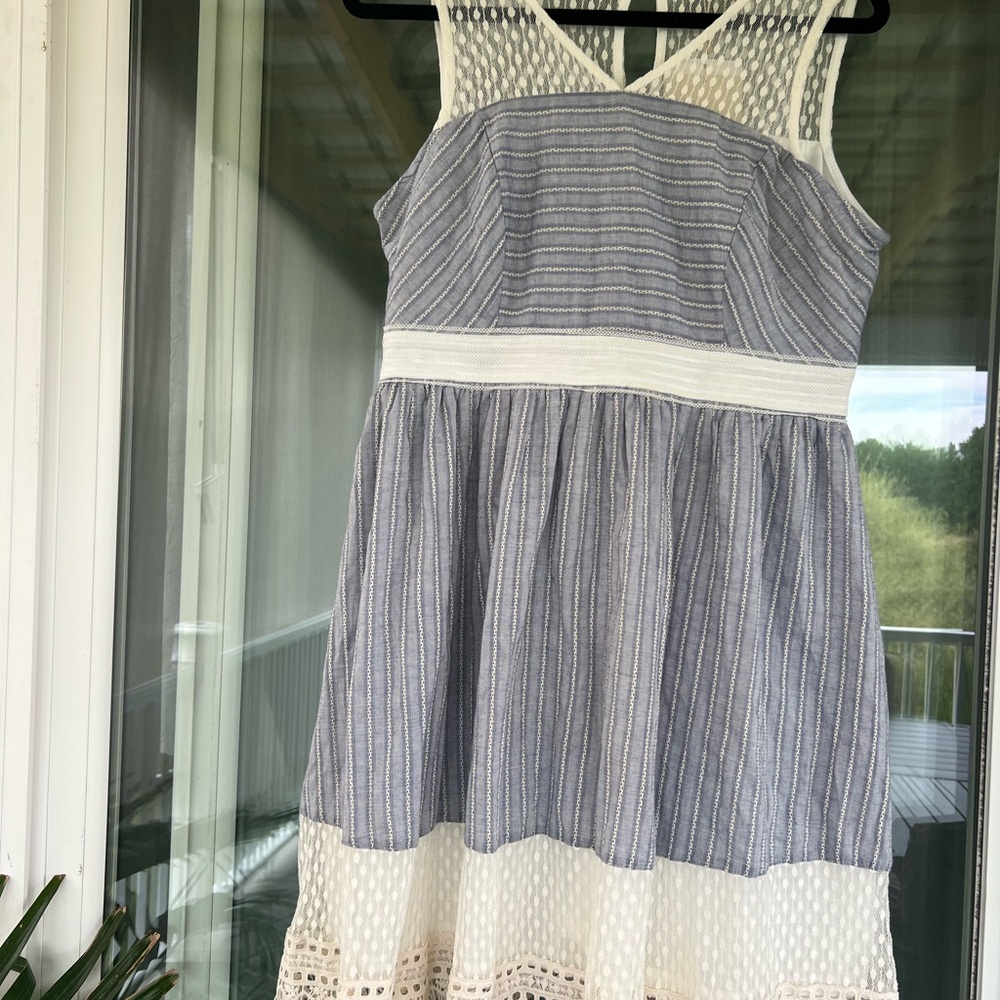 NWT Ryu Anthropology Sleeveless Summer Dress In Chambray Cotton Sz Large